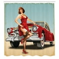 thumbnail image 3 of Ambesonne Pin up Girl Shower Curtain, Dutch Haircut Style, 69"Wx84"L, Multicolor, 3 of 5