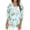 #0096-Sky Blue, variant on Karight Womens Floral Print V Neck Blouses Ruffled 3/4 Sleeve Casual Loose Fit Lightweight Chiffon Tunic Tops Summer Shirts