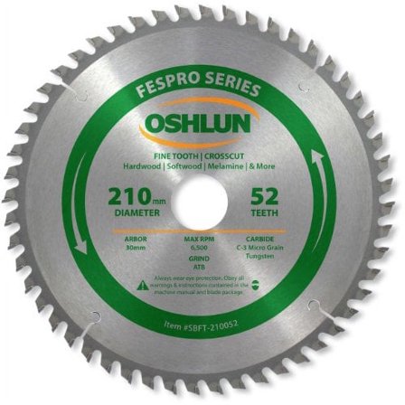 Oshlun SBFT-210052 FesPro Crosscut ATB Saw Blade, 210mm x 52T