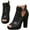 Black, variant on Fashion Open Peep Toe Booties for Women Cutout Side Strap Buckle Chunky Block Heel Sandal Short Ankle Boots Dressy Sandals