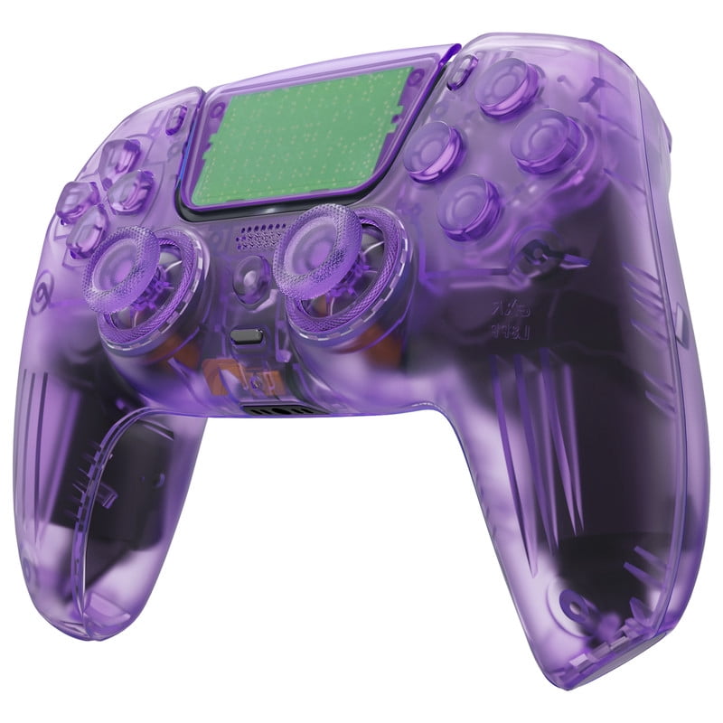 eXtremeRate Luna Redesigned Full Set Housing Shell Buttons Touchpad Cover Clear Atomic Purple Replacement Top Bottom Case for ps5 Controller BDM-030/040