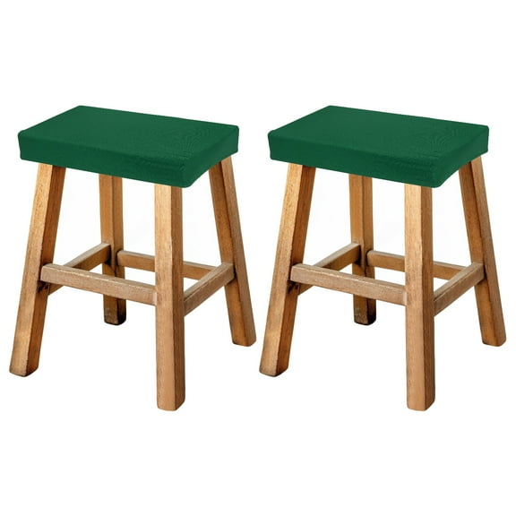Uxcell Bar Stool Cover Rectangle, Stretch Washable Saddle Counter Vanity Barstool Slipcover Seat Cushion Protector with Elastic Band for Wooden Metal Bench Chair(Green, 2Pcs)