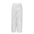 thumbnail image 3 of Women's Sequin Wide Leg Pants High Waisted Solid Color Dance Pants Loose for Night Out Glitter Trousers Clubwear Party Sparkly Pants, 3 of 9