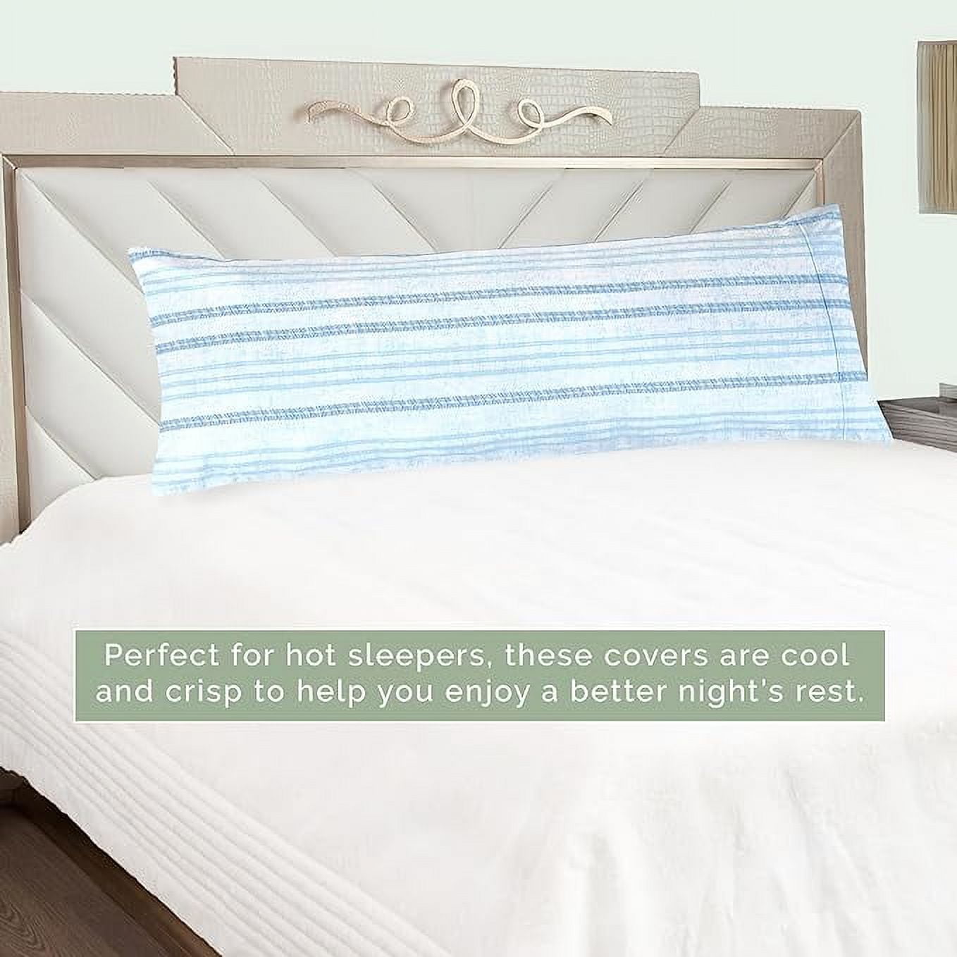 Elegant Comfort Striped Print Body Pillowcase, 1500 Series Hotel Quality Microfiber, Soft and Smooth with Hidden Zipper Closure, Body Pillowcase, Traci Aqua
