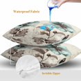 thumbnail image 4 of Throw Pillow Covers 16x16 Inch Set of 2, Blue Green Floral Waterproof Outdoor Pillow Covers, Spring Summer Mallow Flowers Retro Decorative Cushion Pillowcases for Couch, Sofa, Bed, Garden, Patio, 4 of 9