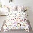 thumbnail image 2 of Manfei Cute Cartoon Rainbow 7pcs Bedding Comforter Set,Colorful Striped Lines Queen Bedding Sets,Kawaii Dinosaur Egg Queen Sheet Sets For Teens,Ultra Soft Home Decor Reversible, 2 of 8