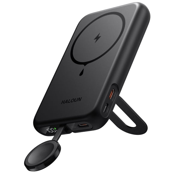 Magnetic Portable Charger for iPhone & Apple Watch, 10000mAh Wireless Power Bank USB-C Fast Charging with Stand for iPhone Air/17/16/15/14/13 Series & iWatch,Travel Essential for Magsafe Battery Pack