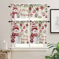 thumbnail image 2 of Merry Christmas Kitchen Curtains and Valances Set, Retro Xmas Ball Poinsettia Red Berry Bird Rod Pocket Window Valance Window Curtain Panels for Living Room Bedroom Laundry, 27.5x36in, 3 Pieces, 2 of 7