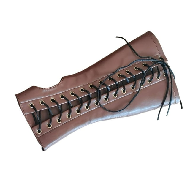 medieval bracers faux leather knight brown