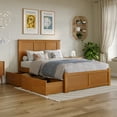 thumbnail image 2 of AFI Madison Full Wood Platform Bed with Footboard and Storage Drawers, Light Toffee, 2 of 14