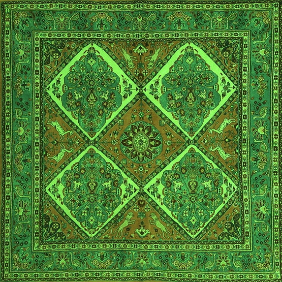 Ahgly Company Indoor Square Persian Green Traditional Area Rugs, 6' Square