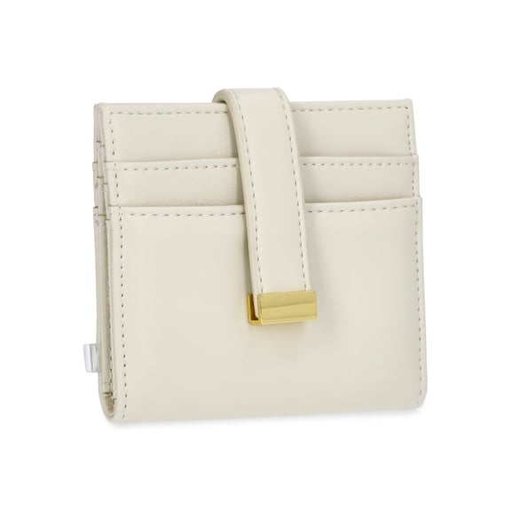 Time and Tru Women's Una Faux Leather Card Case Wallet, Bleached Beige