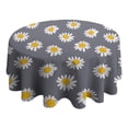 thumbnail image 4 of Daisy Floral Flower Yellow Round Table Cloth,Wrinkle Resistant Table Cover with Polyester,Waterproof Reusable Tablecloth for Kitchen Picnic Party (Round,60x60inch), 4 of 6