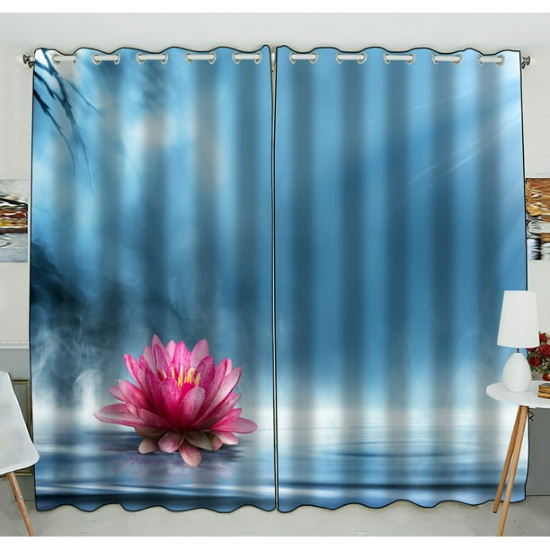 Phfzk Lotus Flower Window Curtain, Spirituality Zen In Peaceful Scenery