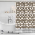 thumbnail image 3 of Brown Pine Leaves Shower Curtain, Waterproof Shower Curtains for Bathroom, Abstract Art Geometric Gray Plaid Washable Fabric Bathtub Curtain Set Bath Decor with 12 Hooks 72"x78", 3 of 8