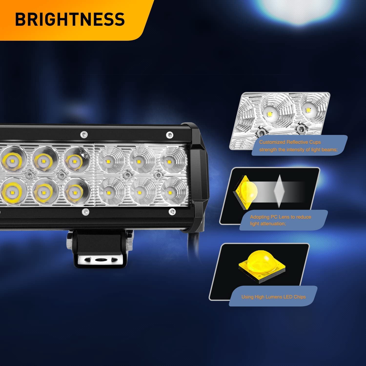 Waywe Led Light Bar 20inch 126W Spot Flood Combo LED Light Pod Fog Lamp Driving Lights LED Work Light for Trucks off Road ATV UTV SUV