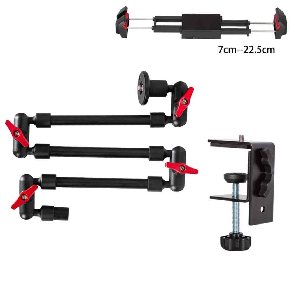 Microphone Suspension Boom Scissor Arm Stand Mic Clip Phone Clamp Tablet Holder