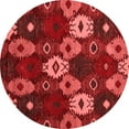 thumbnail image 1 of Ahgly Company Indoor Round Abstract Red Modern Area Rugs, 4' Round, 1 of 4