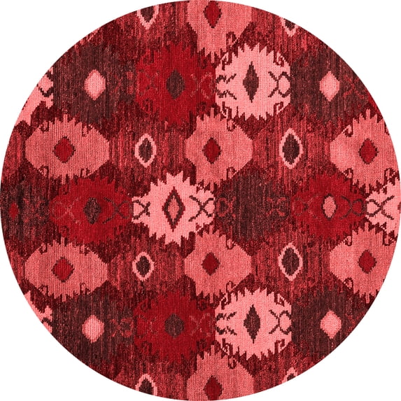 Ahgly Company Indoor Round Abstract Red Modern Area Rugs, 4' Round