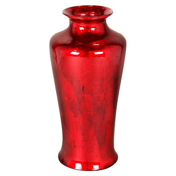 Heather Ann Creations W0764-PRED Vase de Sol en Céramique Déjouée et Laquée de 24 Po - Rouge