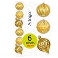 thumbnail image 1 of Esferas para árbol de navidad Artego extra grandes de 15 cm de diámetro paq 6 esferas  Dorado * Línea Caramel 3 texturas y acabados diferentes para colgar Christmas ornaments, 1 of 7