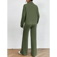 thumbnail image 3 of Arvbitana Women 2Pcs Knit Outfits Solid Color Long Sleeve Turtleneck Sweater + Long Pants Sets Ladies Casual Daily Clothes, 3 of 5