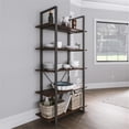 thumbnail image 3 of Bowery Hill Contemporary Engineered Wood 5-Shelf Bookcase in Walnut Brown Stain, 3 of 11
