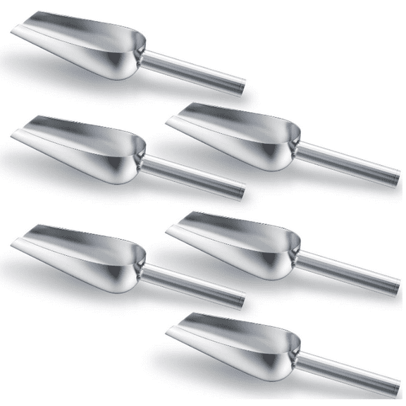 6 Pack 6 Ounce Small Stainless Steel Ice Scoop Metal Mini Candy Little Sugar Cream Scoop for Home Kitchen Food Jars Coffee Beans Bar Buffet