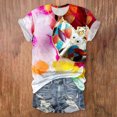 thumbnail image 2 of PMUYBHF T-Shirt Décontracté Mode Femme Col Rond Manches Courtes Imprimé Couleur 9936 L, 2 of 4