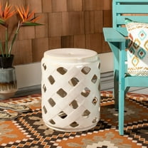 Safavieh Betli Trellis Ceramic Indoor/Outdoor Garden Stool, Cream
