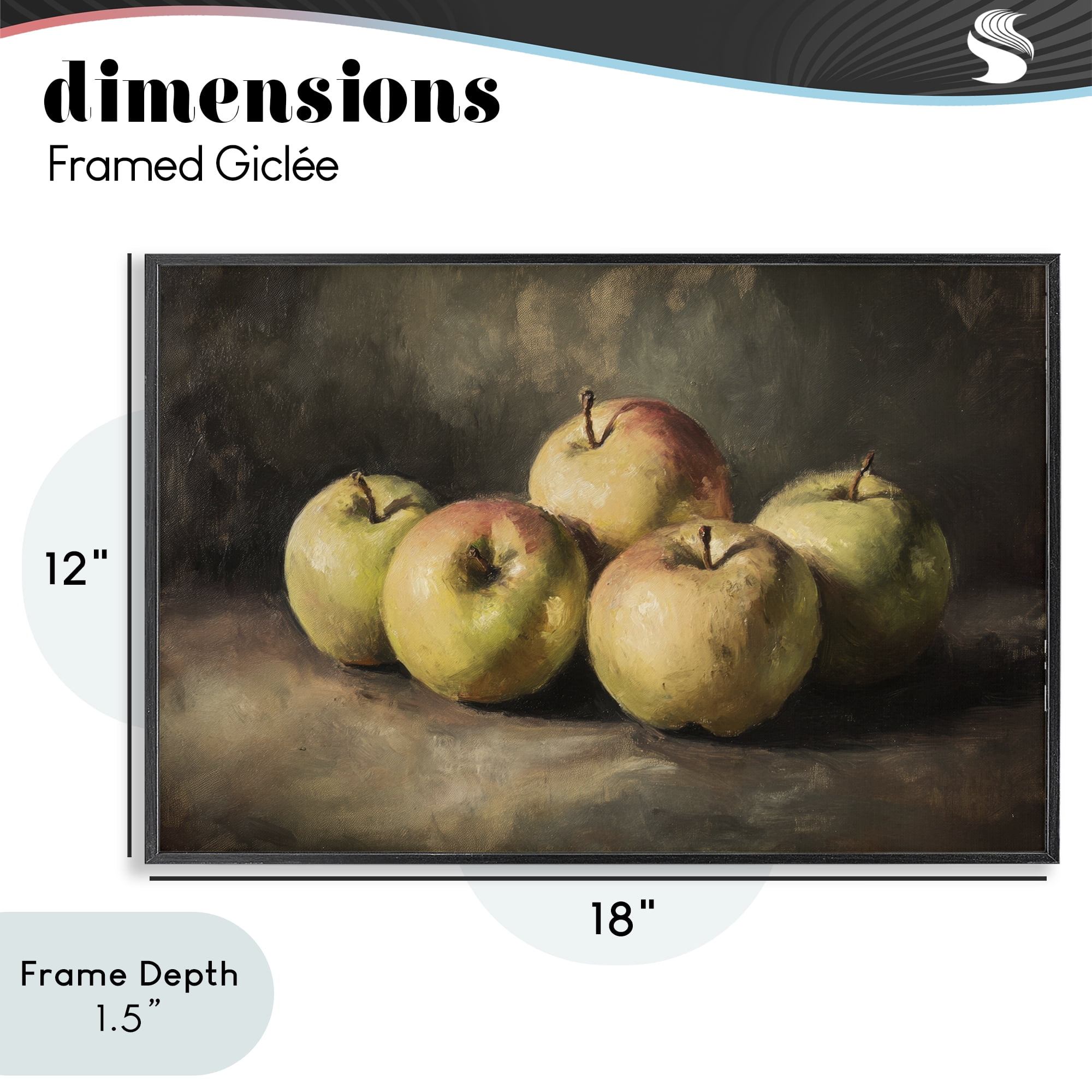Stupell Industries Apples in Soft Shadow Black Framed Giclee Art, design by Petal Prints Design
