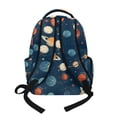 thumbnail image 3 of SEANATIVE Children's Backpack Stylish School Bag Book Bag with Laptop Compartment, Front Pocket & Side Pockets, for Kindergarten Elementary Middle School, Planet Pattern Dark Blue, 3 of 7