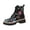 Black, variant on Embroidered Floral Combat Boots Music Festival Outfits, Lace Up Leather Booties Country Concert Wear, Comfortable Lug Sole Shoes Autumn Casual Strolling,Street Style Trend, White 6.5