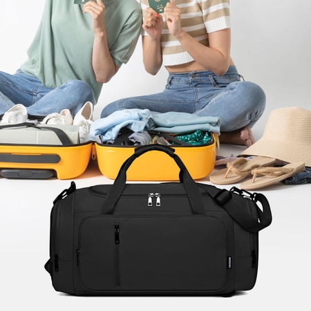 fenteer Travel Duffle Bag Carry on Tote Large Capacity Fitness Bag Sports Duffle Bag Black