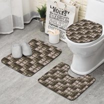 Multicolor Bigfoot and Camping Pattern Bathroom Rugs Sets 3 Piece,Toilet Cover Set,Absorbent Non Slip Bathroom Mats Sets with U-Shaped Contour Rug Toilet Rug Set