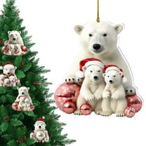 Polar Bear in Santa Hat Ornament – Birch Wood Holiday Decoration – Arctic for Animal Lovers