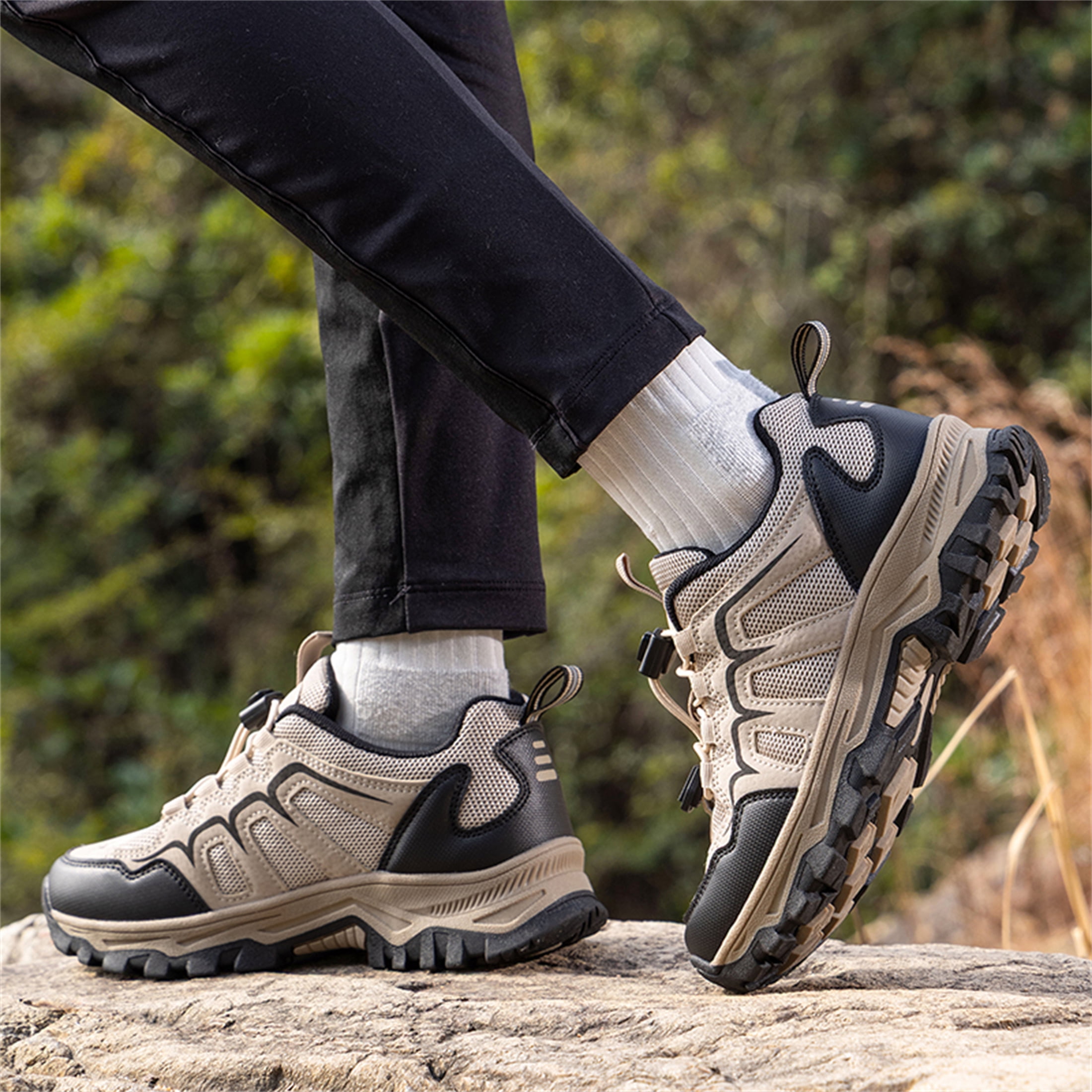 YOURDIARY Mens Womens Low Top Hiking Shoes Breathable Slip Resistant Trekking Trails Outdoor Sneakers