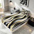 thumbnail image 5 of Manfei Wavy Stripe Twin Sheets,, Gold Black White Bedding, Black Reversible 3pcs1 Flat Sheet + 1 Fitted Sheet + 1 Pillowcase, 5 of 6