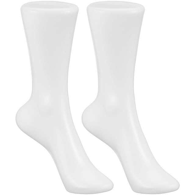 White Plastic Foot Mannequin for Decor Realistic Design Stable Stand Smooth Surface 2 Pieces