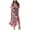 Red, variant on Womens Summer Wrap Maxi Dress Casual Boho Floral V Neck Short Sleeve Ruffle Hem Split Beach Long Dresses