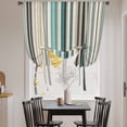 thumbnail image 3 of Teal Blue Striped Balloon Curtains for Living Room/French Door, Farmhouse Stripes Modern Abstract Art Tie Up Curtains 63 Inch Length Energy Saving Kitchen Curtains Shades for Windows 42"x63", 3 of 8