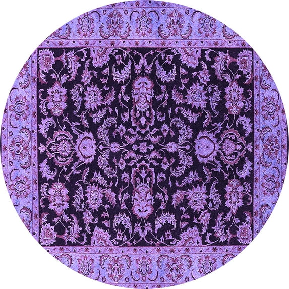 Ahgly Company Indoor Round Oriental Purple Industrial Area Rugs, 5' Round