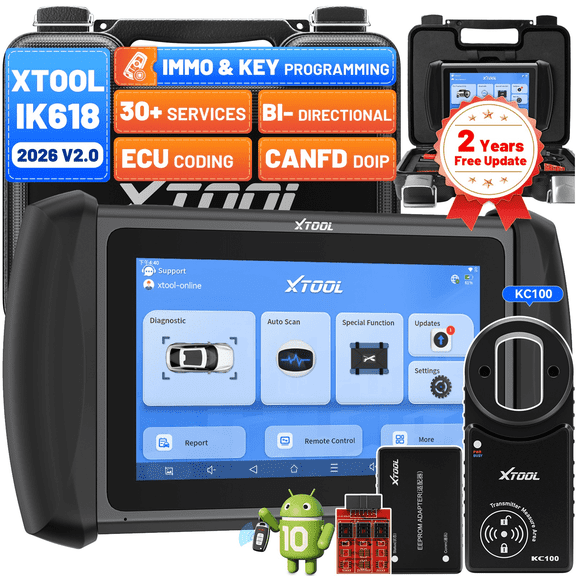 2026 XTOOL IK618 Automotive Key Fob Programmer OBD2 Scanner Bi-Directional Scan Tool, 31 Services