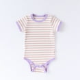 thumbnail image 2 of XDZJLR Baby Boy Girl Romper Bodysuits Short Sleeve Striped Casual Outfit Infants 0-18 Months Soft Comfortable Playwear Purple 12-18 Months, 2 of 3