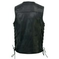 thumbnail image 2 of Milwaukee Leather MLM3517 Men's Black Premium Leather Classic V-Neck Side Lace Motorcycle Rider Vest 3X-Large, 2 of 7
