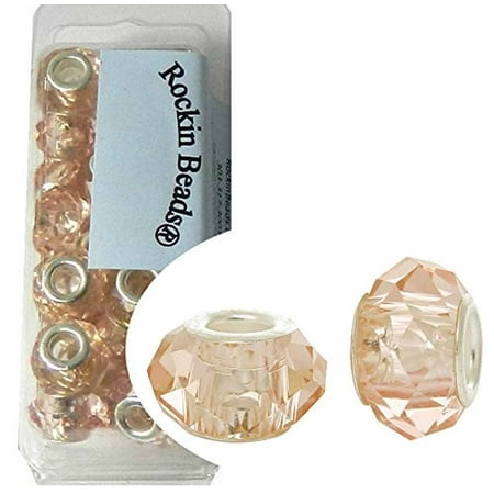 - 24 Light Rosaline Pink, Loose Beads, Faceted Glass Large 4.5-5mm Hole