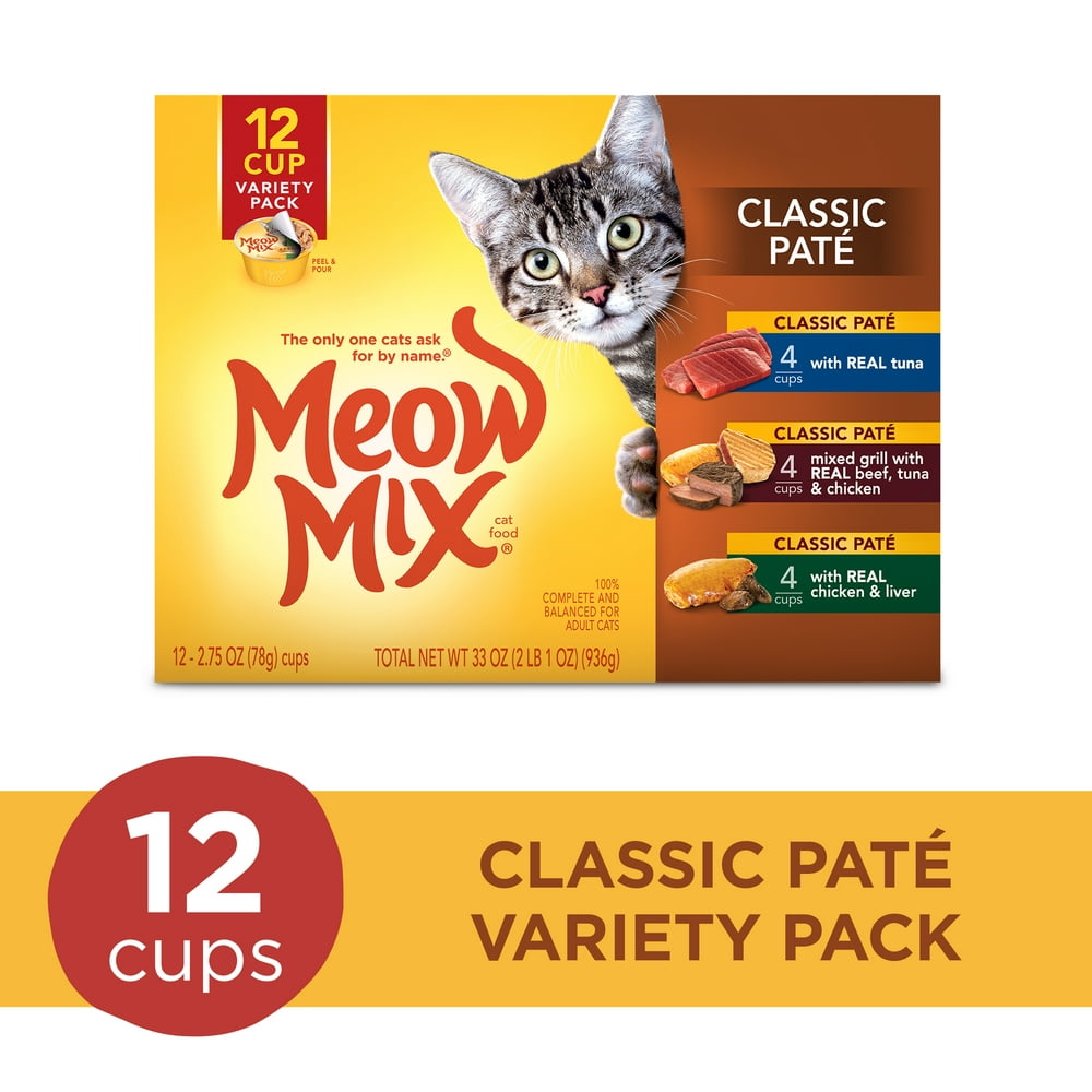 Meow Mix Classic Pate Wet Cat Food Variety Pack, 2.75Ounce, 12Pack