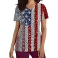 thumbnail image 5 of Womens 4Th of July Summer Scrub Tops Independence Day Workwear Protective Shirts V Neck Tee Short Sleeve Tops Soft Stretch Tunic Blouses USA Flag Star Patriotic T Shirts, 5 of 5