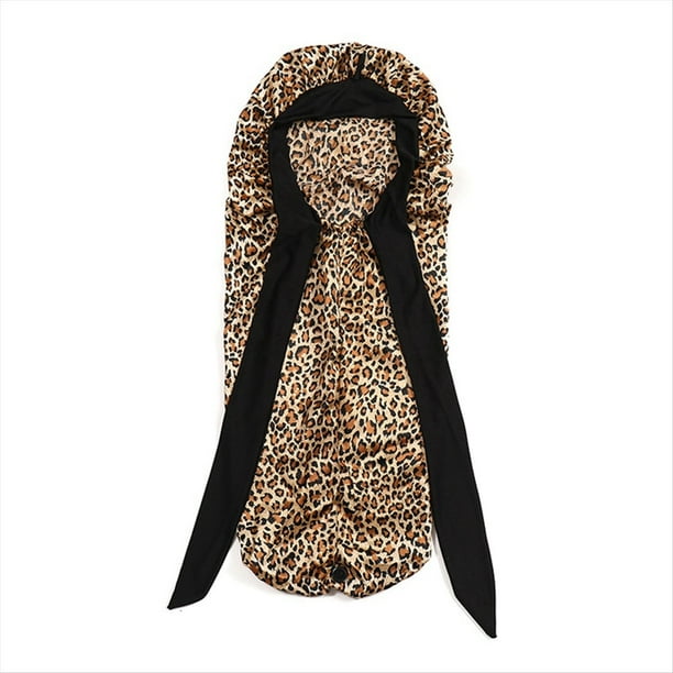 Gorro para Dormir para Mujer, Gorro para Dormir con Larga, Gorro para Dormir Nocturno, Gorros de Ducha para Sauna, Gorro de Baño con Estampado de Leopardo