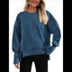 thumbnail image 2 of Sudadera Informal de Cuello Redondo para Mujer, -Otoño 2025, Larga, Abertura Lateral, Sudadera para Hacer Ejercicio. Azul Oscuro L, 2 of 9